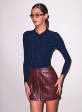 Ribbed Polo Bodysuit Long Sleeve Chic