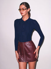 Ribbed Polo Bodysuit Long Sleeve Chic