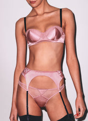 Satin Garter Belt with Delicate Topstitching