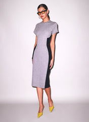 Cotton Underbust Midi Dress with Rib Panels