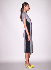 Cotton Underbust Midi Dress with Rib Panels