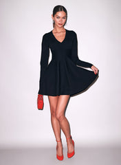 V Neck Corset Dress Flared Skirt