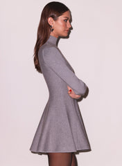 Flared Corset Dress Long Sleeve Mock Neck
