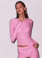 Butter Soft Long Sleeve Tee Butterfly Leopard Jacquard