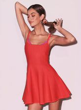 Flared Corset Dress Square Neckline Adjustable Straps