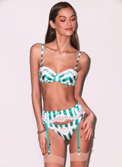 Silk Garter Belt with Scalloped Lace