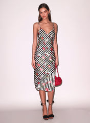 Rose Print Silk Slip Elegant Evening Wear