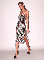 Rose Print Silk Slip Elegant Evening Wear