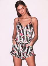 Cherry Rose Ruffle Shorts Romantic Silk