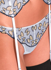 Farfalle Embroidery Thong Sheer Tulle Bow Detail