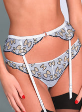 Farfalle Embroidery Thong Sheer Tulle Bow Detail