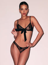 Untie Me Demi Bra Romantic Lace Silk Tie Front