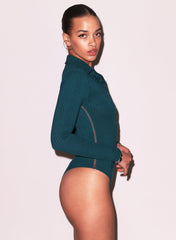 Ribbed Lace Detail Bodysuit