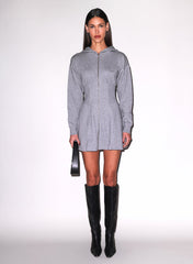 Unzip Me Hoodie Dress Ribbed Sides Relaxed Sleeves