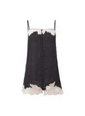 Silk Slip Dress with Lace Applique