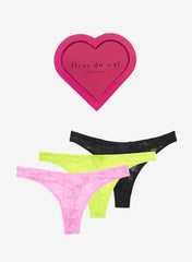 Stretch Lace Thong Set Heart Box