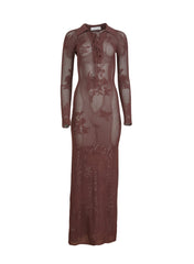 Lace Pointelle Long Sleeve Maxi Dress