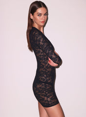 Stretch Lace Plunge Mini Dress Romantic Evening Style