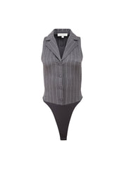 Sleek Vest Bodysuit with Lapel Collar