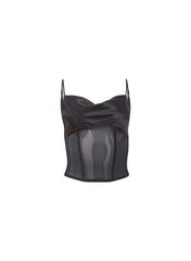 Nora Corset Top Silk Charmeuse Cowl Neckline