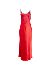 Scarlet Silk Slip Dress Elegant Evening Wear