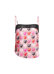 Lace Silk Cami with Heart Motif