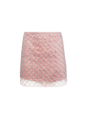 Sparkling Sequin Mini Skirt Diamond Grid Tulle