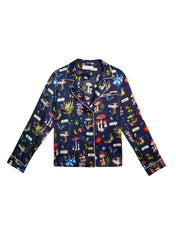 Enchanted Forest Silk Satin Pajama Top