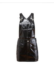 Leather Overall Dress with Adjustable Buckle Straps