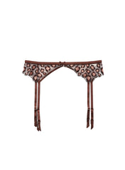Leopard Embroidery Garter Belt Luxe Silk Trim