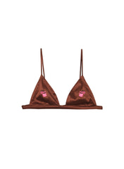 Embroidered Triangle Bra Luxe Silk Satin