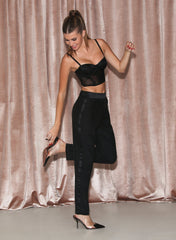 Silk Pleated Tuxedo Pants Elegant Evening Wear