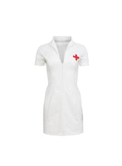 Nurse Costume with Front Zipper and Mini Length