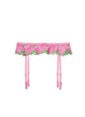 Playful Strawberry Garter Belt with Silk Straps