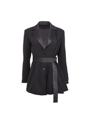 Chic Tuxedo Mini Dress with Satin Lapel