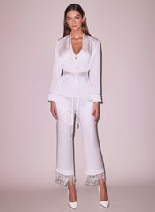 Silk Smoking Jacket with Fringe Embellishment