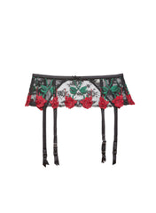 Embroidered Rose Lace Garter Belt