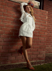 Floral Embroidered Cropped Shirt