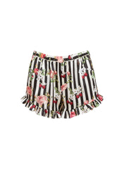 Cherry Rose Ruffle Shorts Romantic Silk