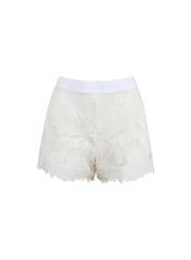 Floral Embroidered Shorts with Satin Lining