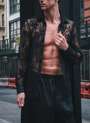 Lace Button Down Shirt Romantic Elegance