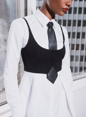 Cropped Tailored Vest with Back Belt Detail