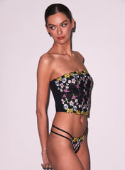 Floral Embroidered V String with Silk Straps