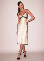 Butterfly Jacquard Slip Dress Luxe Bias Cut Silk