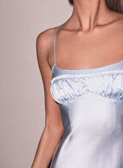 Ruched Silk Dress with Ruffled Edges