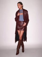 Croc Embossed Leather Trench Coat