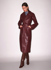 Croc Embossed Leather Trench Coat