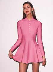 Flared Corset Dress with Henley Neckline