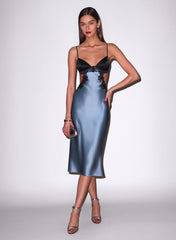 Silk Lace Cutout Slip Dress