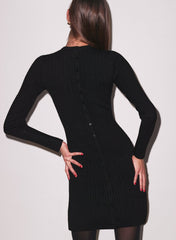 Quinn Mini Dress Lace Insert Ribbed Knit